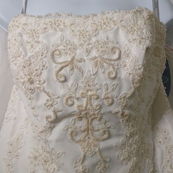 Alfred Angelo 1774NT Ivory  HiLo Lace Wedding Dress and wedding veil  Sz 18 - Picture 4 of 15